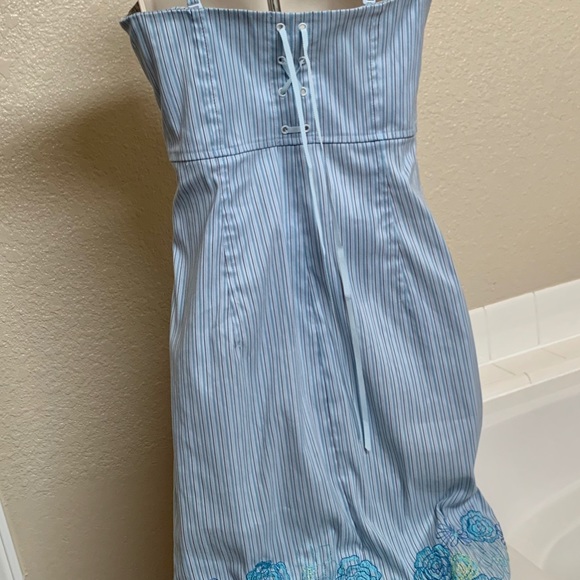 Express Stretch Pinstripe Strapless Midi Dress - Picture 5 of 13